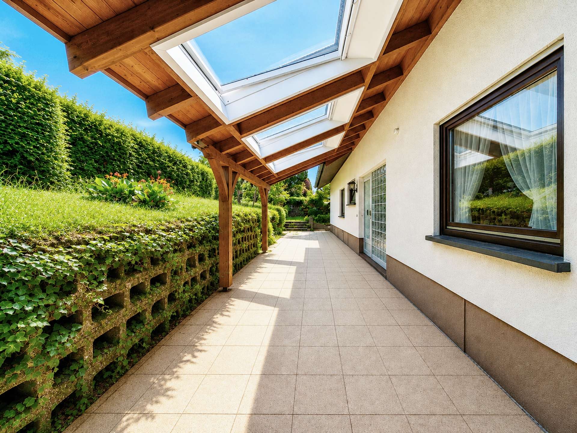 große überdachte Terrasse OG Wohnung